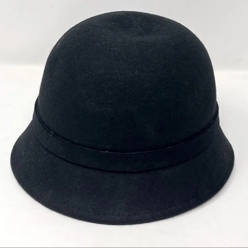 August 100% Wool Black Felt Cloche or Fedora
